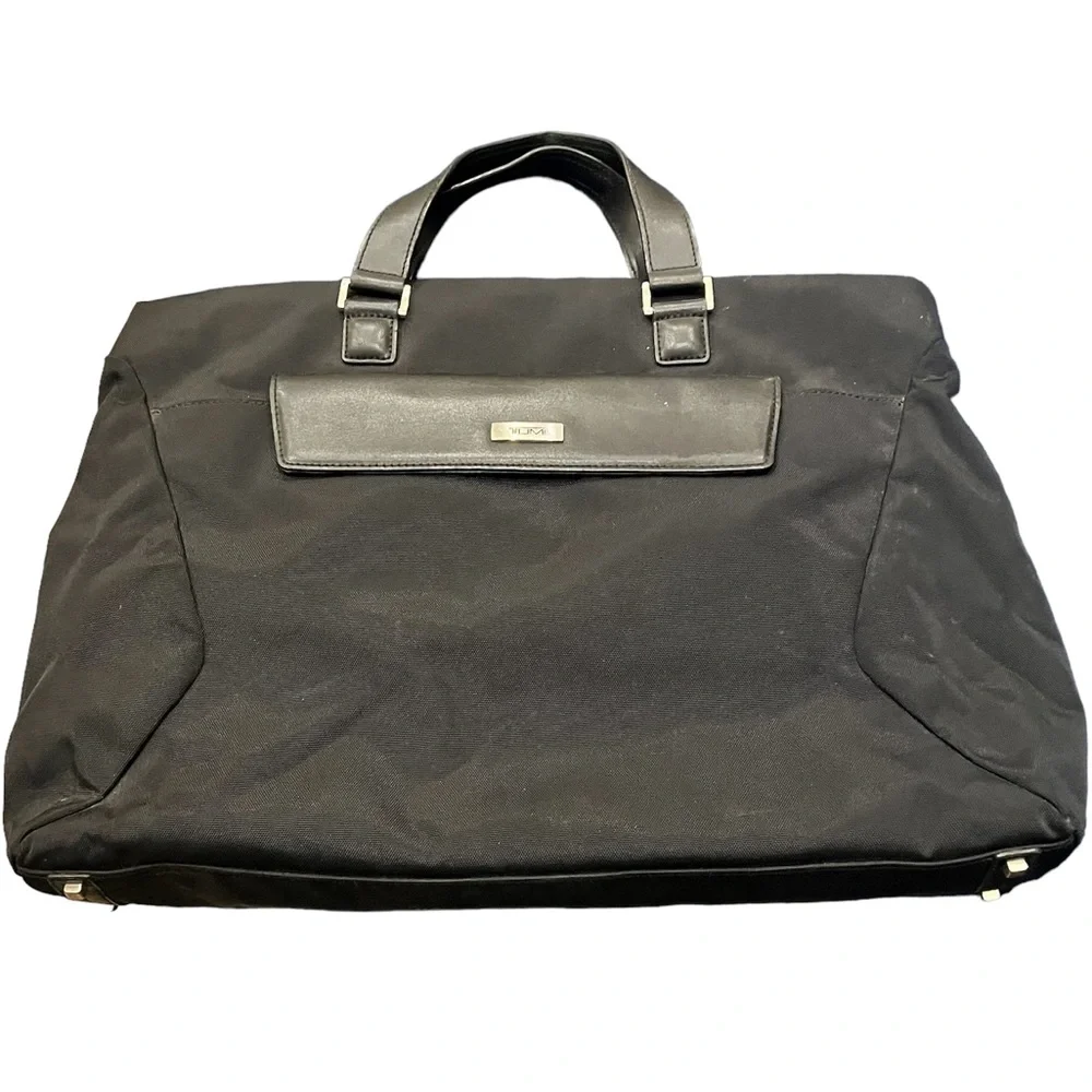 TUMI Black Nylon Leather Trim Briefcase Laptop Bag